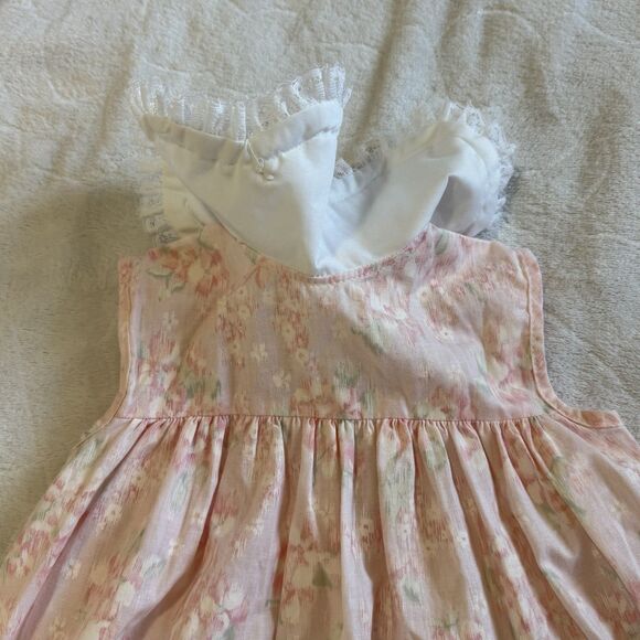 Vintage Hugs and Kisses Baby Girl Pink Dress Size 24 Months White Bib Collar - Picture 9 of 14
